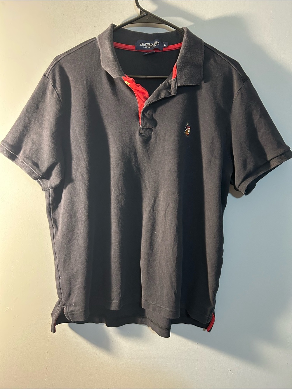 U.S. Polo Assn. Men's Dark Blue Polo with Red Contrast